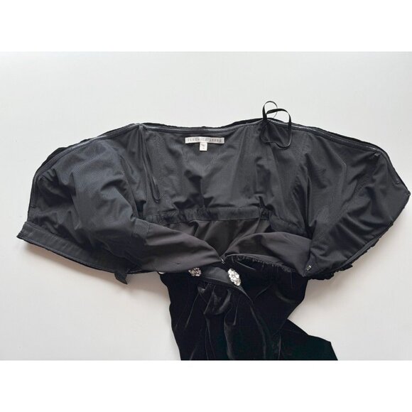 VERONICA BEARD Palo Black Silk Velvet Rhinestone Strapless Draped Dress, Size L - Picture 13 of 16